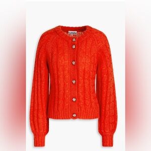 GANNI
Cable-knit mohair-blend cardigan